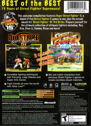 
Street Fighter: Anniversary Collection | Xbox | back cover | Data by MobyGames.com