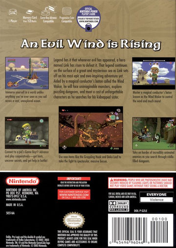 The Legend of Zelda: The Wind Waker | GameCube | back cover | region=North America | source-country=Other,United States | zypher-v2 | moby-01869d35f2eb | Data by MobyGames.com