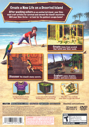 
The Sims 2: Castaway | PlayStation 2 | back cover | Data by MobyGames.com