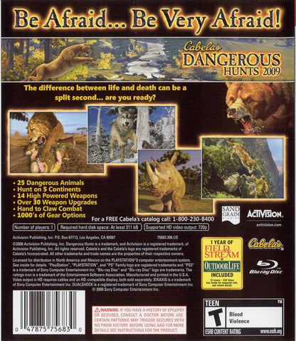 
Cabela's Dangerous Hunts 2009 | PlayStation 3 | back cover | Region: North America | source-country=United States | Data by MobyGames.com