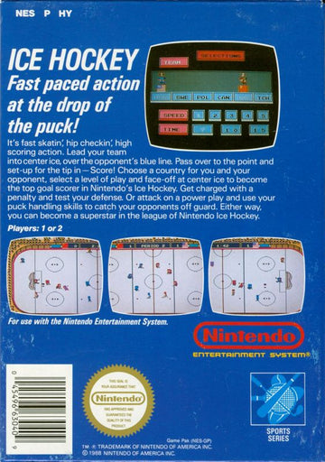
Ice Hockey | NES | back cover | Data by MobyGames.com