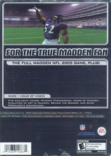Madden NFL 2005 (Collector's Edition) | PlayStation 2 | back cover | region=North America | source-country=United States | zypher-v2 | moby-87597fa0af73 | Data by MobyGames.com