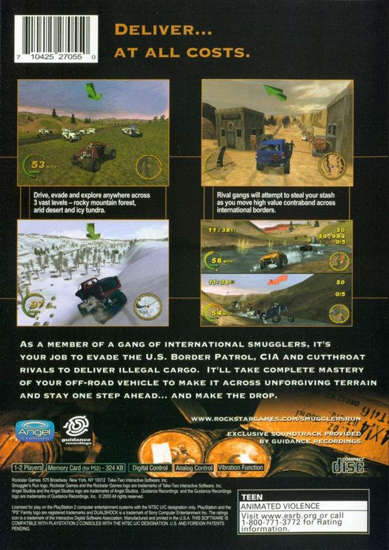 Smuggler's Run | PlayStation 2 | back cover | region=North America | source-country=Canada,United States | zypher-v2 | moby-d02aea6920f9 | Data by MobyGames.com