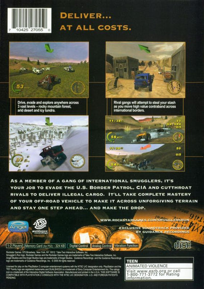 Smuggler's Run | PlayStation 2 | back cover | region=North America | source-country=Canada,United States | zypher-v2 | moby-d02aea6920f9 | Data by MobyGames.com