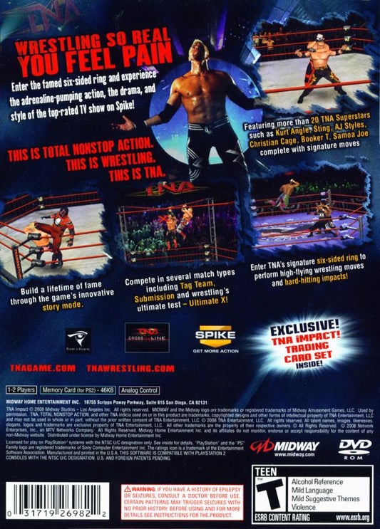 
TNA iMPACT! | PlayStation 2 | back cover | Region: North America | source-country=Canada,United States | Data by MobyGames.com