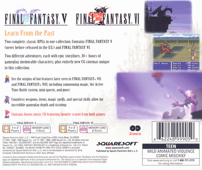 
Final Fantasy Anthology | PlayStation | back cover | Region: North America | source-country=United States | Data by MobyGames.com