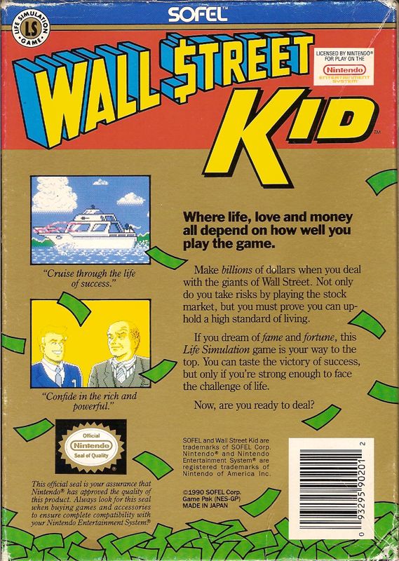 
Wall Street Kid | NES | back cover | Data by MobyGames.com