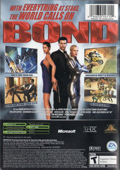 007: Everything or Nothing | Xbox | back cover | region=North America | source-country=United States | zypher-v2 | moby-04d203f35633 | Data by MobyGames.com