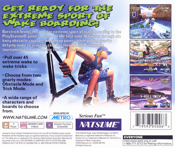BursTrick: Wake Boarding!! | PlayStation | back cover | region=North America | source-country=United States | zypher-v2 | moby-b6c6501e2ba6 | Data by MobyGames.com