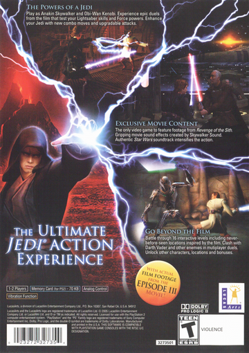 Star Wars: Episode III - Revenge of the Sith | PlayStation 2 | back cover | region=North America | source-country=United States | zypher-v2 | moby-717761bb3059 | Data by MobyGames.com