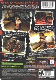
The Suffering: Ties That Bind | Xbox | back cover | Region: North America | source-country=United States | Data by MobyGames.com