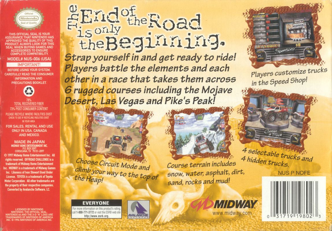 
Off-Road Challenge | Nintendo 64 | back cover | Data by MobyGames.com