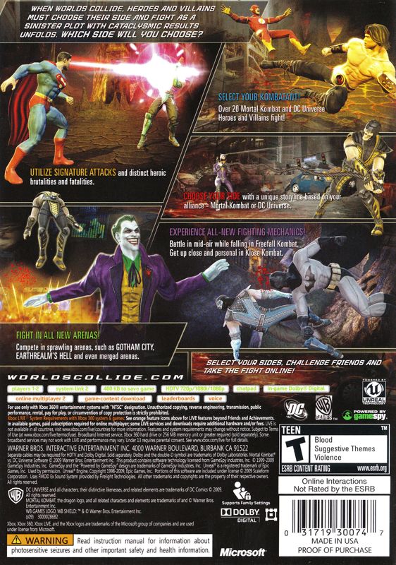 
Mortal Kombat vs. DC Universe | Xbox 360 | back cover | Data by MobyGames.com