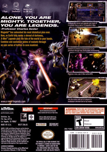 
X-Men: Legends | GameCube | back cover | Data by MobyGames.com
