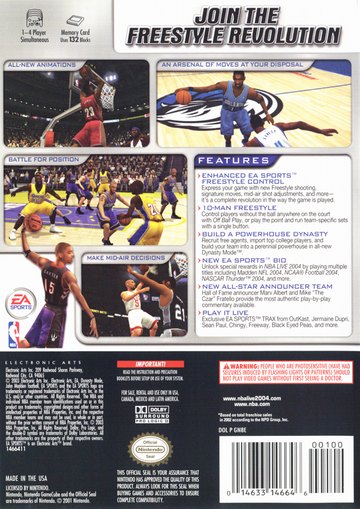 NBA Live 2004 | GameCube | back cover | region=North America | source-country=United States | zypher-v2 | moby-be3c6e47b3b2 | Data by MobyGames.com