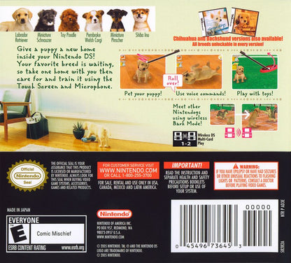 Nintendogs: Lab & Friends | Nintendo DS | back cover | region=North America | source-country=United States | zypher-v2 | moby-9991e5b7b780 | Data by MobyGames.com