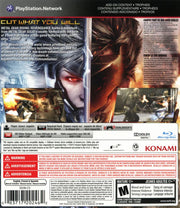 Metal Gear Rising: Revengeance | PlayStation 3 | back cover | region=North America | source-country=Canada,Mexico,United States | zypher-v2 | moby-52a577afea00 | Data by MobyGames.com