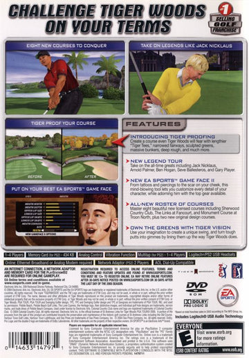 Tiger Woods PGA Tour 2005 | PlayStation 2 | back cover | region=North America | source-country=United States | zypher-v2 | moby-a881ea01035f | Data by MobyGames.com