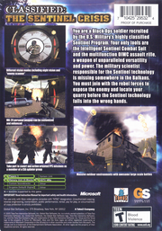 
Classified: The Sentinel Crisis | Xbox | back cover | Data by MobyGames.com
