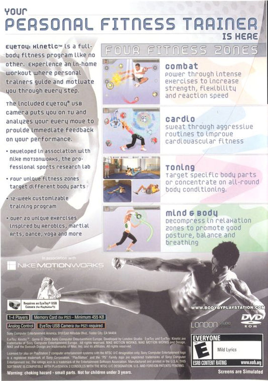 
EyeToy: Kinetic | PlayStation 2 | back cover | Region: North America | source-country=United States | Data by MobyGames.com