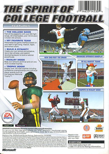 NCAA Football 2003 | Xbox | back cover | region=North America | source-country=United States | zypher-v2 | moby-e24d31dfc64a | Data by MobyGames.com
