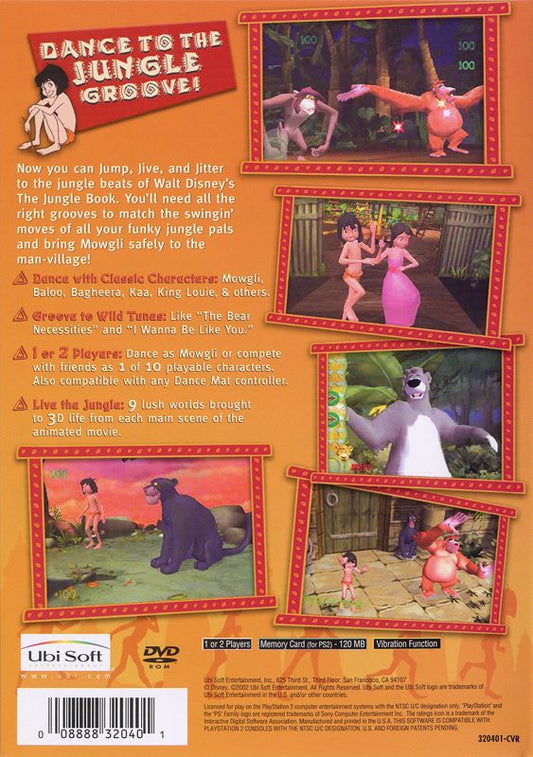 
Walt Disney's The Jungle Book: Rhythm n' Groove | PlayStation 2 | back cover | Region: North America | source-country=Canada,United States | Data by MobyGames.com