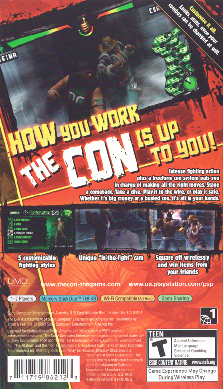 
The Con | PSP | back cover | Data by MobyGames.com