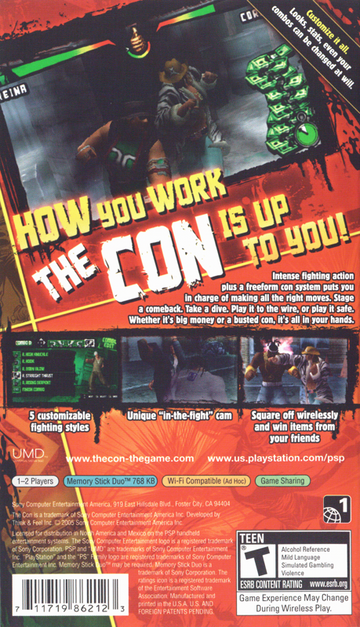 
The Con | PSP | back cover | Data by MobyGames.com
