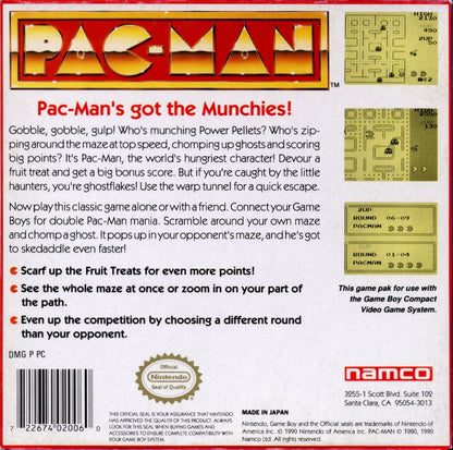 Pac-Man | Game Boy | back cover | region=North America | source-country=United States | zypher-v2 | moby-9ea1c083768d | Data by MobyGames.com