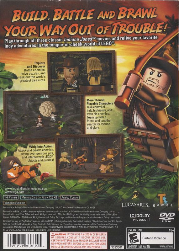 LEGO Indiana Jones: The Original Adventures | PlayStation 2 | back cover | region=North America | source-country=United States | zypher-v2 | moby-a26d46c5d118 | Data by MobyGames.com