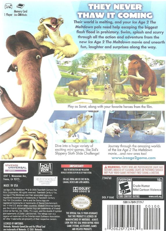 
Ice Age 2: The Meltdown | GameCube | back cover | Data by MobyGames.com