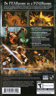 Untold Legends: Brotherhood of the Blade | PSP | back cover | region=North America | source-country=United States | zypher-v2 | moby-4ede5f99ced4 | Data by MobyGames.com
