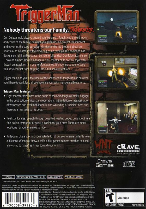 
Trigger Man | PlayStation 2 | back cover | Region: North America | source-country=United States | Data by MobyGames.com