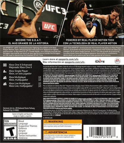 
UFC 3 | Xbox One | back cover | Region: North America | source-country=Canada,United States | Data by MobyGames.com