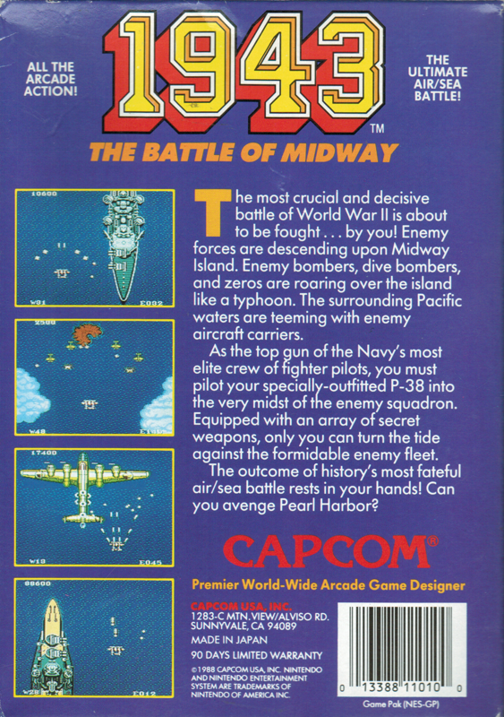
1943: The Battle of Midway | NES | back cover | Data by MobyGames.com