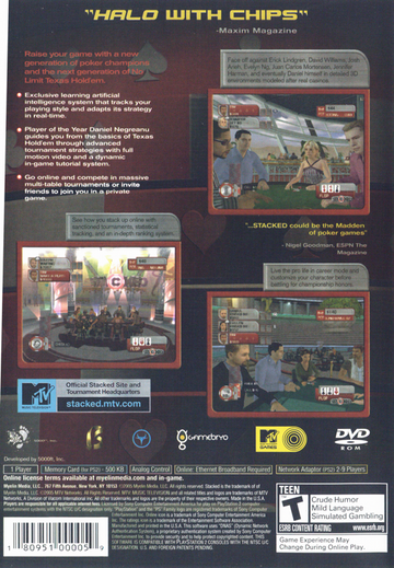 
Stacked with Daniel Negreanu | PlayStation 2 | back cover | Region: North America | source-country=United States | Data by MobyGames.com