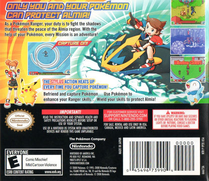Pokémon Ranger: Shadows of Almia | Nintendo DS | back cover | region=North America | source-country=United States | zypher-v2 | moby-7ab35921b5ca | Data by MobyGames.com