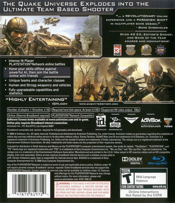 
Enemy Territory: Quake Wars | PlayStation 3 | back cover | Data by MobyGames.com