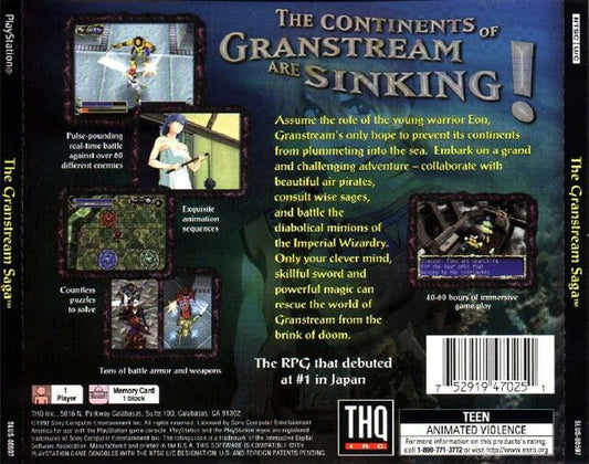 
The Granstream Saga | PlayStation | back cover | Region: North America | source-country=Canada,United States | Data by MobyGames.com