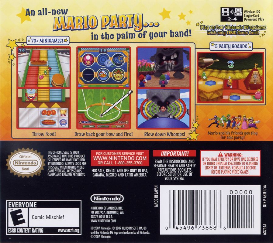 Mario Party DS | Nintendo DS | back cover | region=North America | source-country=United States | zypher-v2 | moby-f856c82145e7 | Data by MobyGames.com