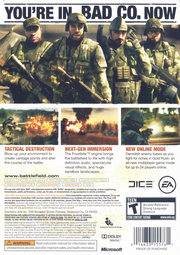 Battlefield: Bad Company | Xbox 360 | back cover | region=North America | source-country=United States | zypher-v2 | moby-6b994abe4729 | Data by MobyGames.com
