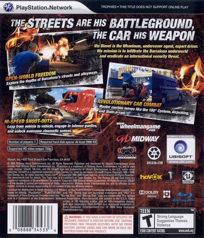 
Wheelman | PlayStation 3 | back cover | Data by MobyGames.com