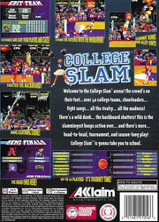 
College Slam | PlayStation | back cover | Data by MobyGames.com