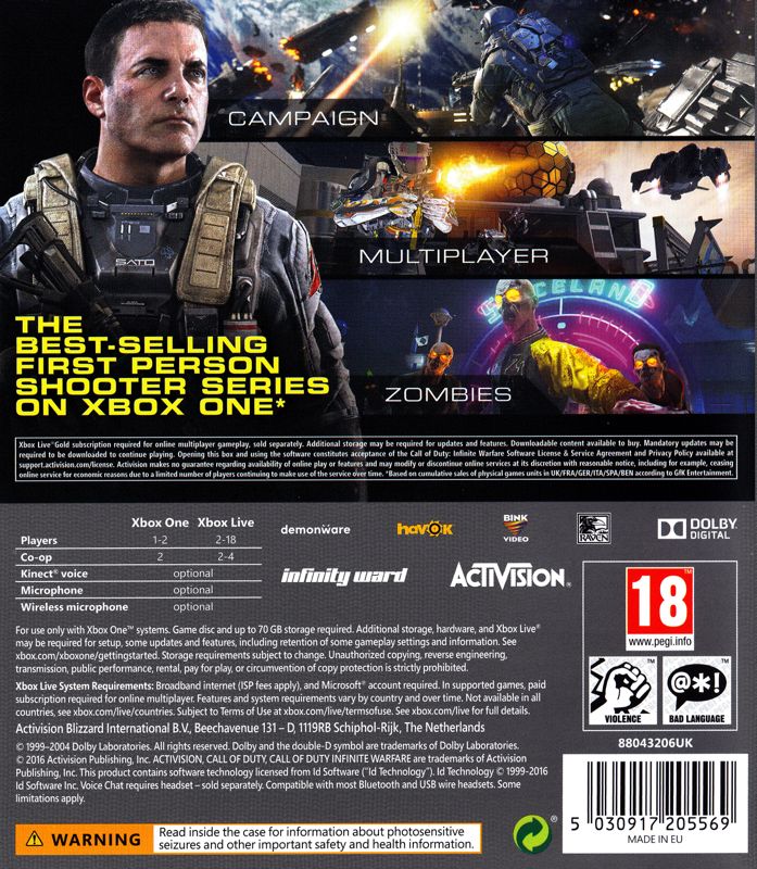 
Call of Duty: Infinite Warfare | Xbox One | back cover | Data by MobyGames.com