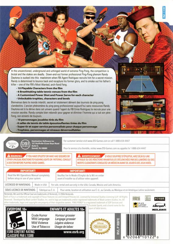 Balls of Fury | Wii | back cover | Data by MobyGames.com