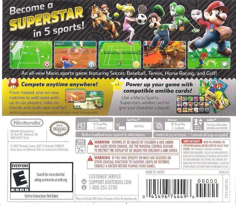 
Mario Sports: Superstars | Nintendo 3DS | back cover | Data by MobyGames.com