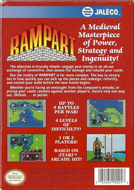 
Rampart | NES | back cover | Data by MobyGames.com