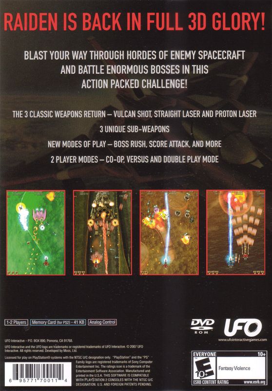 
Raiden III | PlayStation 2 | back cover | Data by MobyGames.com
