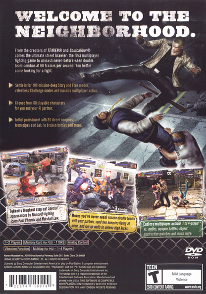 
Urban Reign | PlayStation 2 | back cover | Region: North America | source-country=United States | Data by MobyGames.com