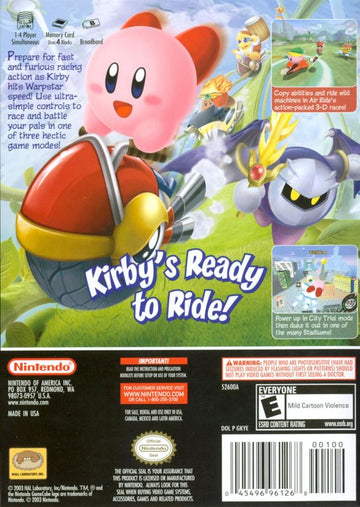 Kirby Air Ride | GameCube | back cover | region=North America | source-country=Canada,Mexico,Other,United States | zypher-v2 | moby-14e6b8835ffa | Data by MobyGames.com